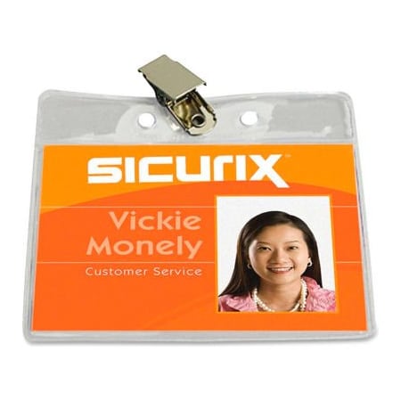 Baumgartens Baumgartens ID Badge Holder with Clip, Horizontal, 3-1/2" x 2-1/2", Clear, 50/Pack 67850